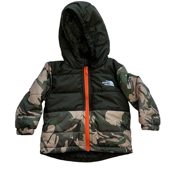 North Face Infant Zip Up Hooded  Jacket 6-12 Months Green Camouflage - Picture 1 of 12